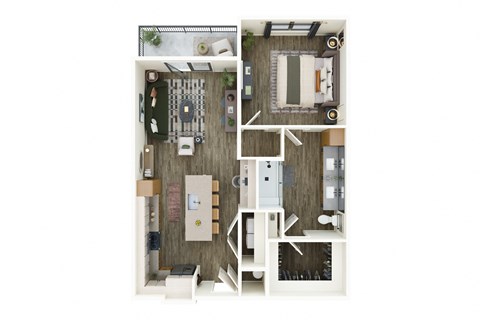 A floor plan of a house with a kitchen, living room, and two bedrooms.